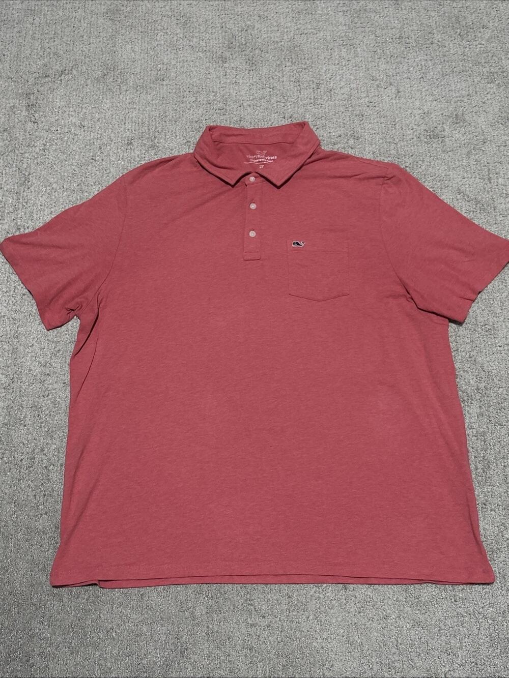 Vineyard Vines Edgartown Pique Polo Shirt Men's Pink Coral Short Sleeve Size XXL